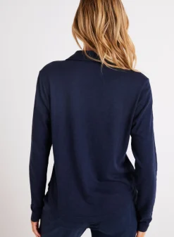 Bella Dahl Long Sleeve Knit Button Down - Endless Sea- Essentials Tops