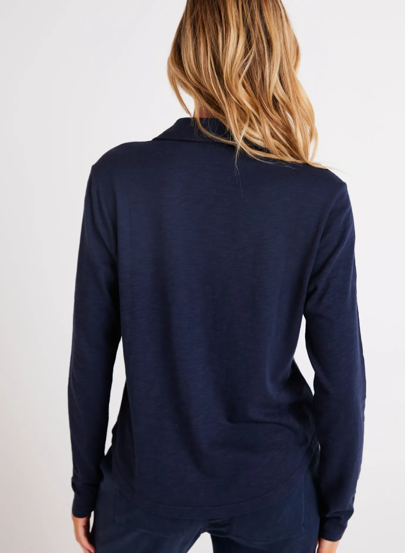 Bella Dahl Long Sleeve Knit Button Down - Endless Sea- Essentials Tops
