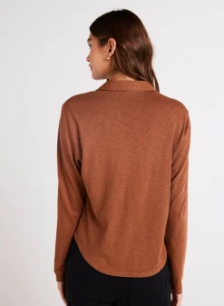 Bella Dahl Long Sleeve Knit Button Down - Twilight Gold- Seasonal Essentials