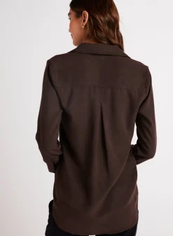Bella Dahl Long Sleeve Pullover Tunic - Chestnut Brown- Long Sleeve
