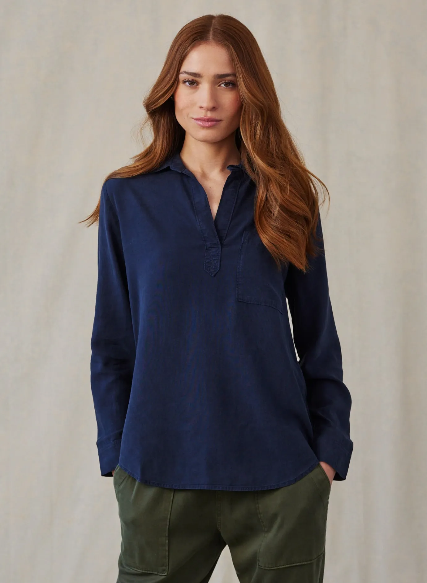 Bella Dahl Long Sleeve Pullover Tunic - Endless Sea- Long Sleeve