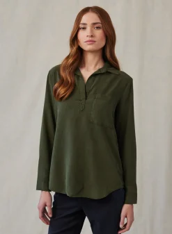 Bella Dahl Long Sleeve Pullover Tunic - Italian Herb- Seasonal Essentials