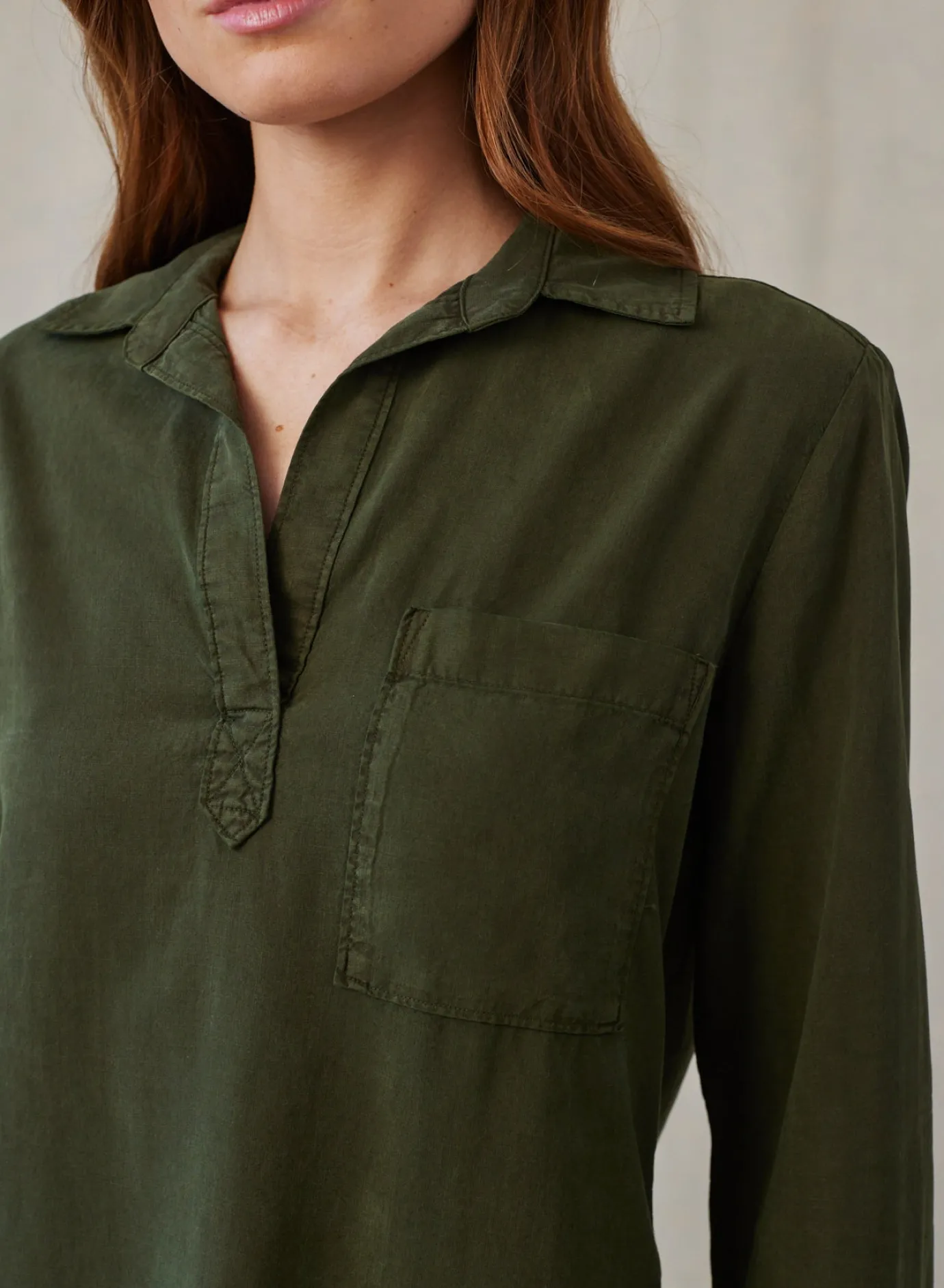 Bella Dahl Long Sleeve Pullover Tunic - Italian Herb- Seasonal Essentials