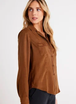 Bella Dahl Long Sleeve Seamed Shirt - Twilight Gold- Seasonal Essentials