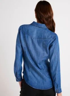 Bella Dahl Long Sleeve Seamed Shirt - Moonlit Haze Wash- Essentials Tops