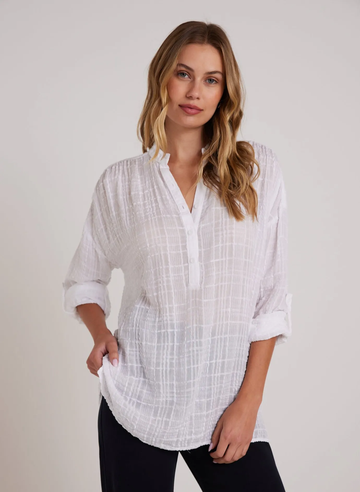 Bella Dahl Long Sleeve Shirred Pullover - - Long Sleeve