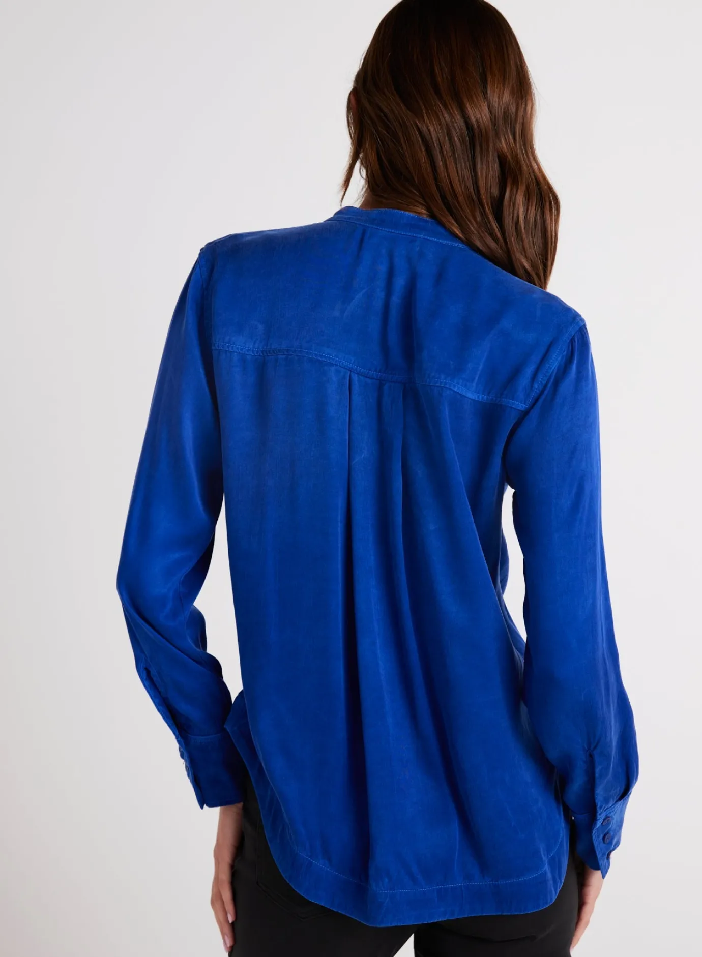 Bella Dahl Mandarin Collar Button Down - Rich Cobalt- Button Down