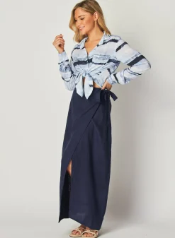 Bella Dahl Maxi Wrap Skirt - Brazilian Navy- Skirts