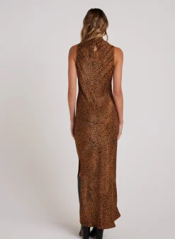 Bella Dahl Mock Neck Halter Dress - Bronzed Maple- Long Dresses