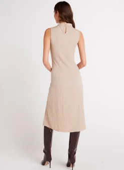 Bella Dahl Mock Neck Midi Dress - Light Oak- Long Dresses