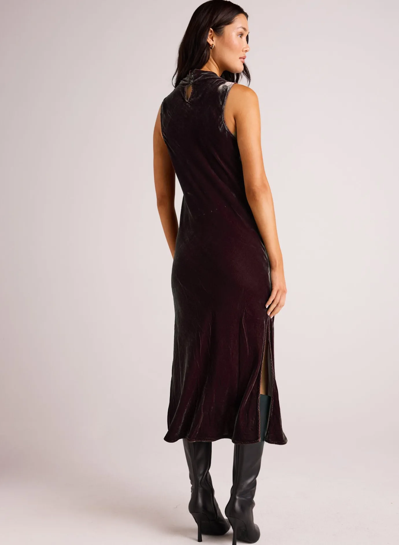 Bella Dahl Mock Neck Velvet Dress - - Long Dresses