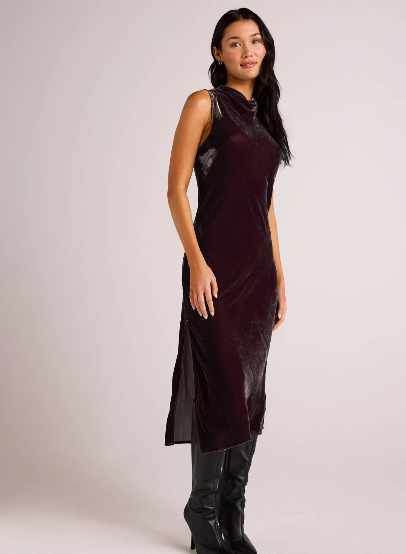 Bella Dahl Mock Neck Velvet Dress - - Long Dresses