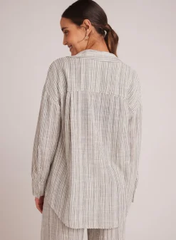 Bella Dahl Oversize Pocket  Button Down - Eze Slub Stripe- Button Down