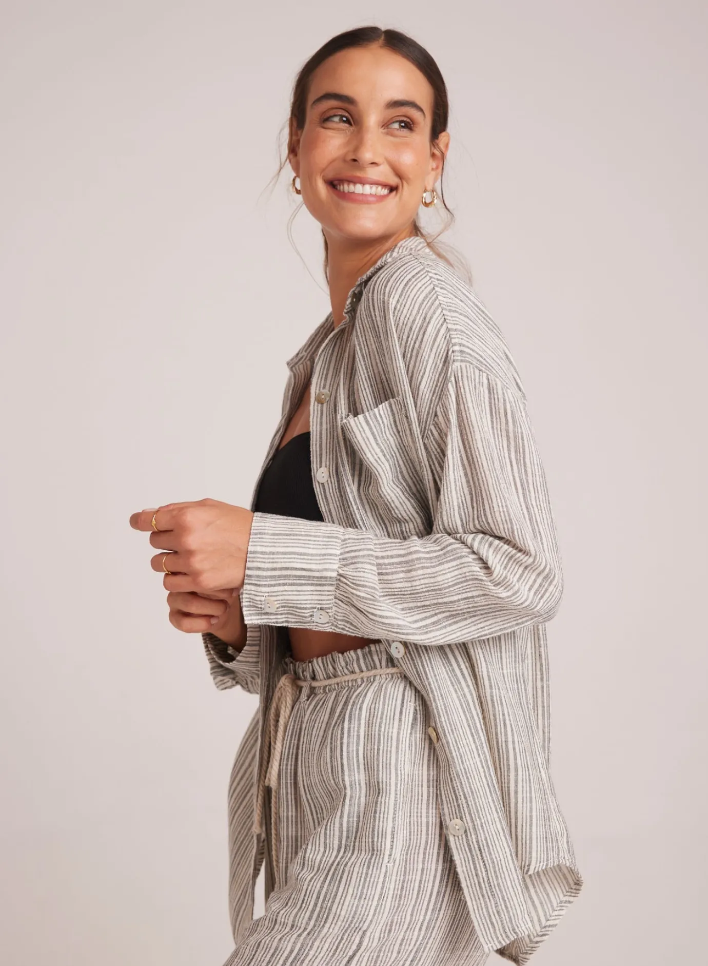 Bella Dahl Oversize Pocket Button Down - Eze Slub Stripe- Button Down