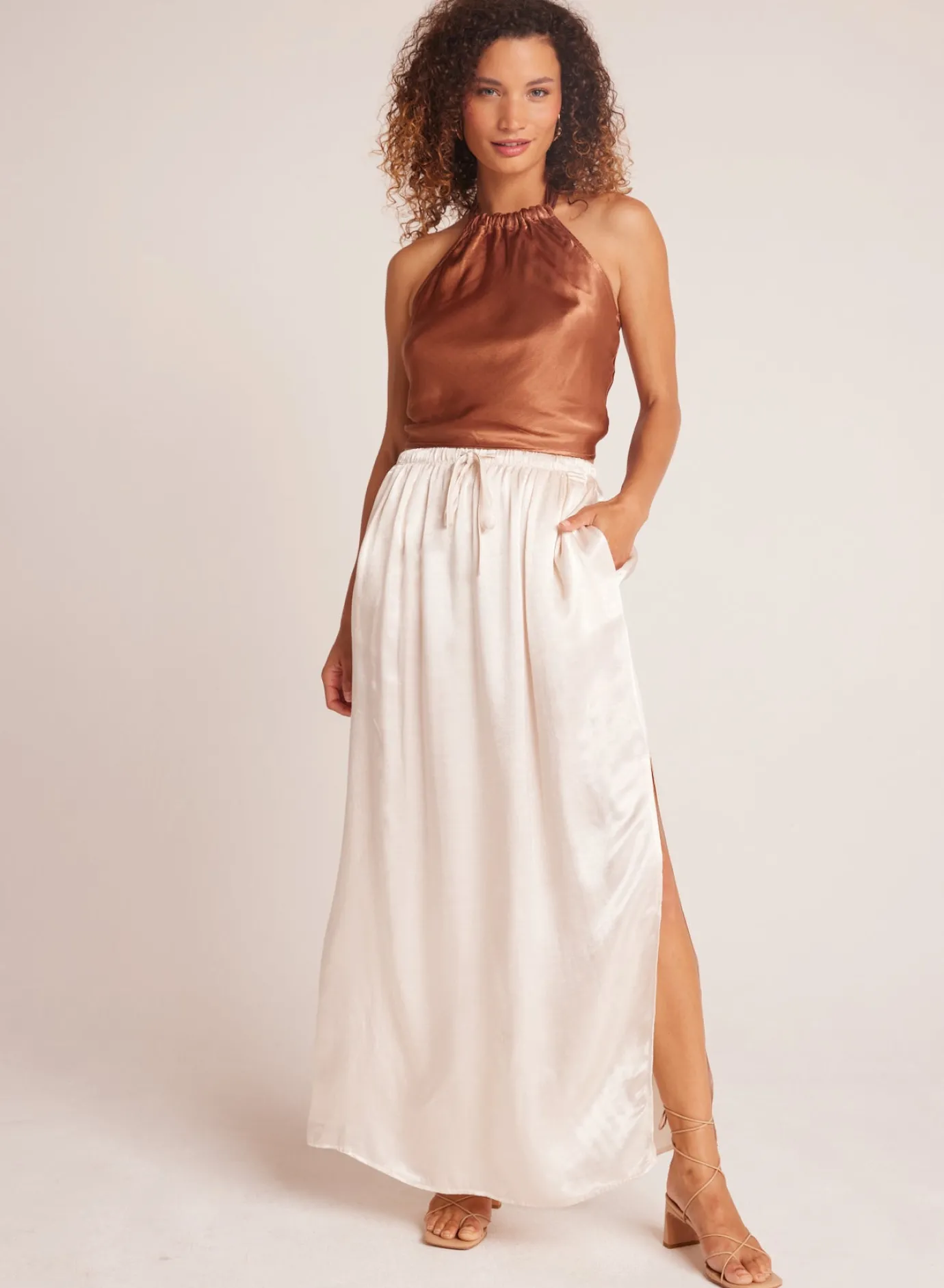 Bella Dahl Pleat Front Maxi Skirt - Playa Sand- Skirts