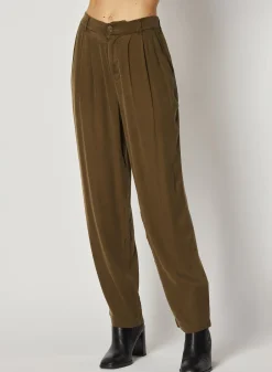 Bella Dahl Pleat Front Trouser - Autumn Olive- Pants