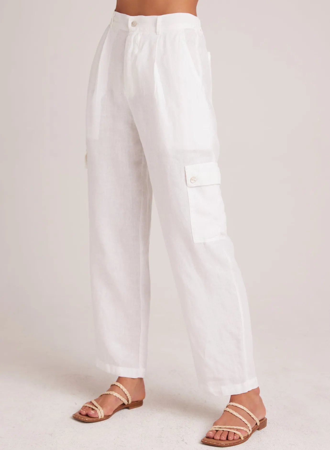 Bella Dahl Pleated Linen Cargo Trousers - - Pants