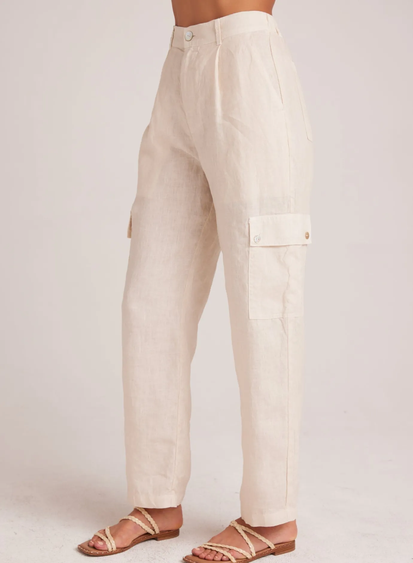 Bella Dahl Pleated Linen Cargo Trousers - Samba Tan- Pants