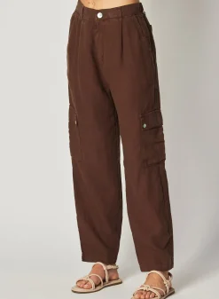 Bella Dahl Pleated Linen Cargo Trousers - Cocoa Cabana- Pants