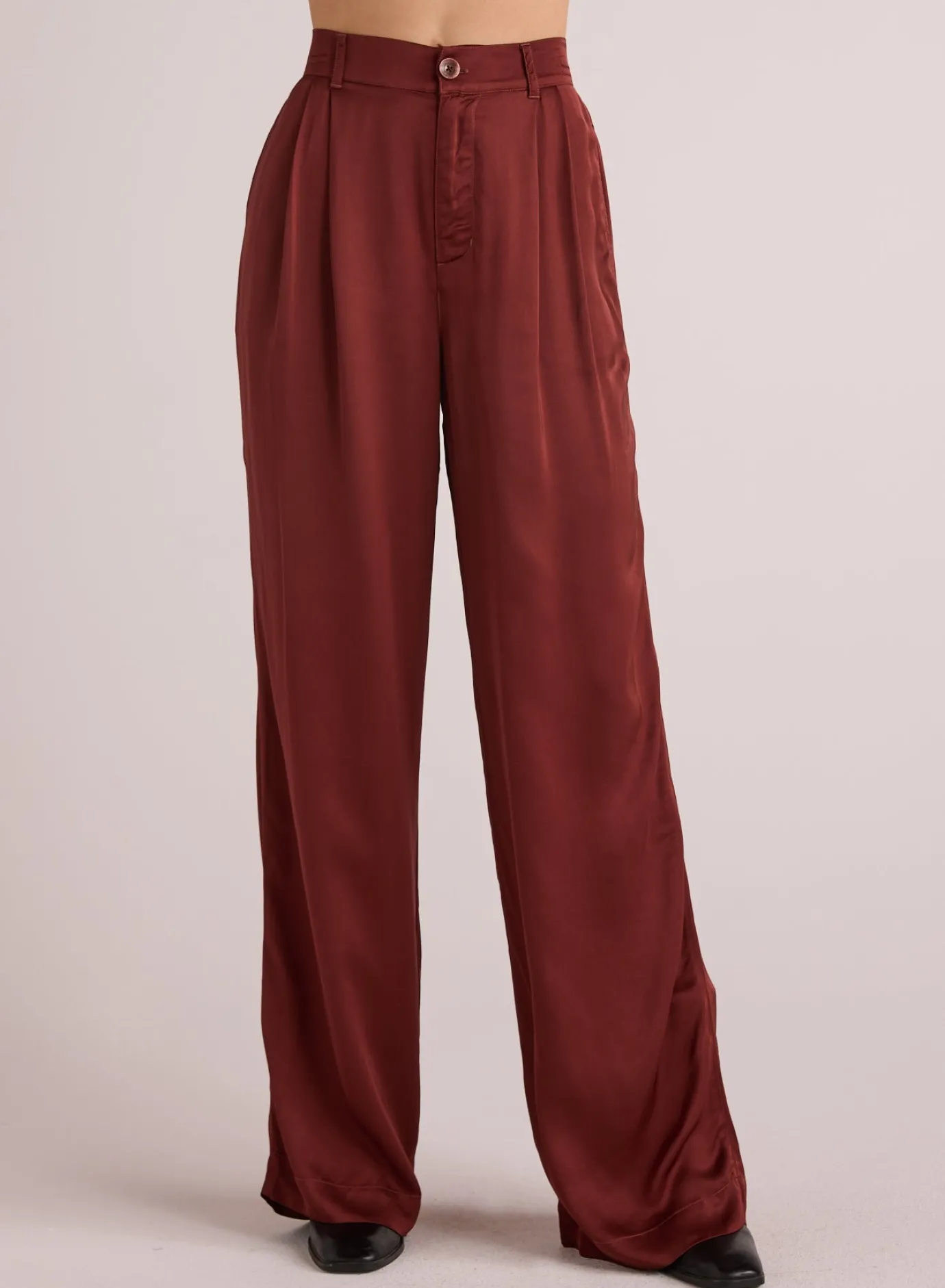 Bella Dahl Pleated Wide Leg Trouser - Brandy Wine- Pants