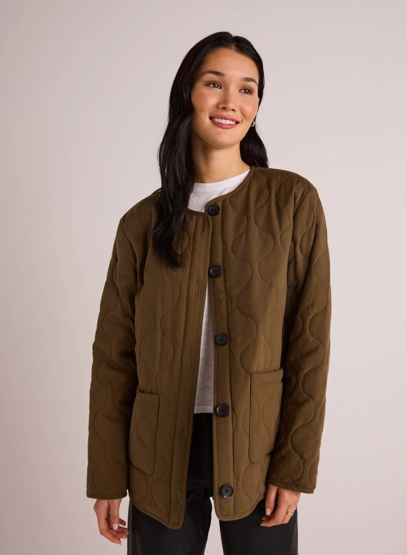 Bella Dahl Quilted Jacket - Autumn Olive- Outerwear