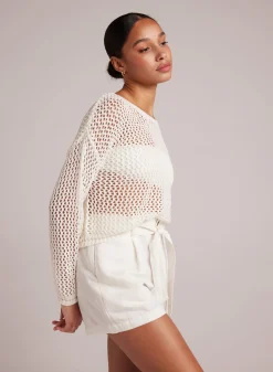 Bella Dahl Relaxed Dropped Shoulder Sweater - Off White- Long Sleeve