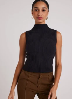 Bella Dahl Rib Mock Neck Top -  - Sleeveless