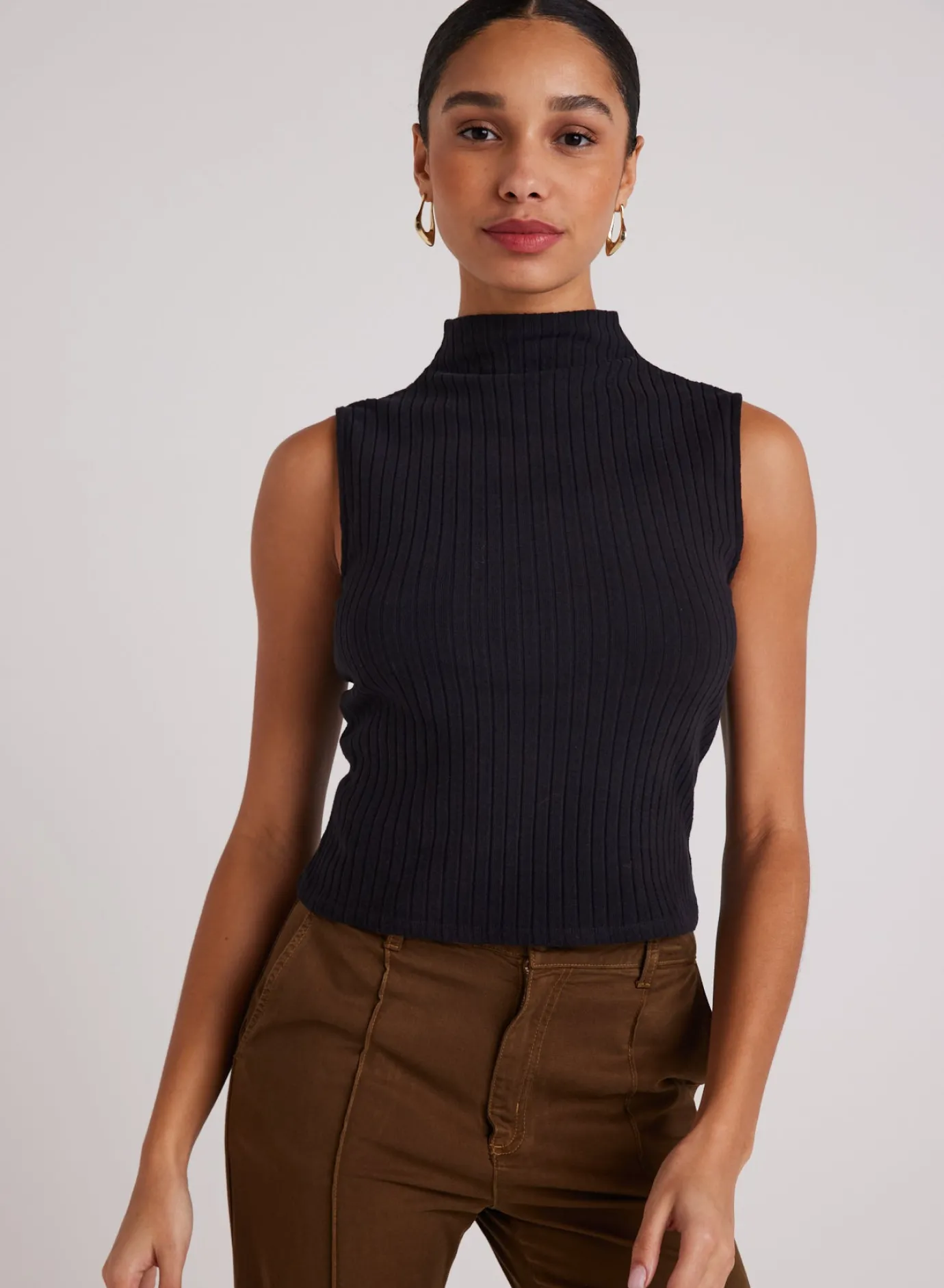 Bella Dahl Rib Mock Neck Top - - Sleeveless