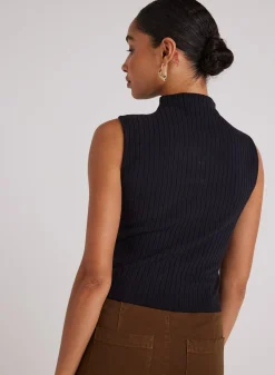 Bella Dahl Rib Mock Neck Top -  - Sleeveless