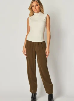Bella Dahl Rib Mock Neck Top - Winter White- Sleeveless