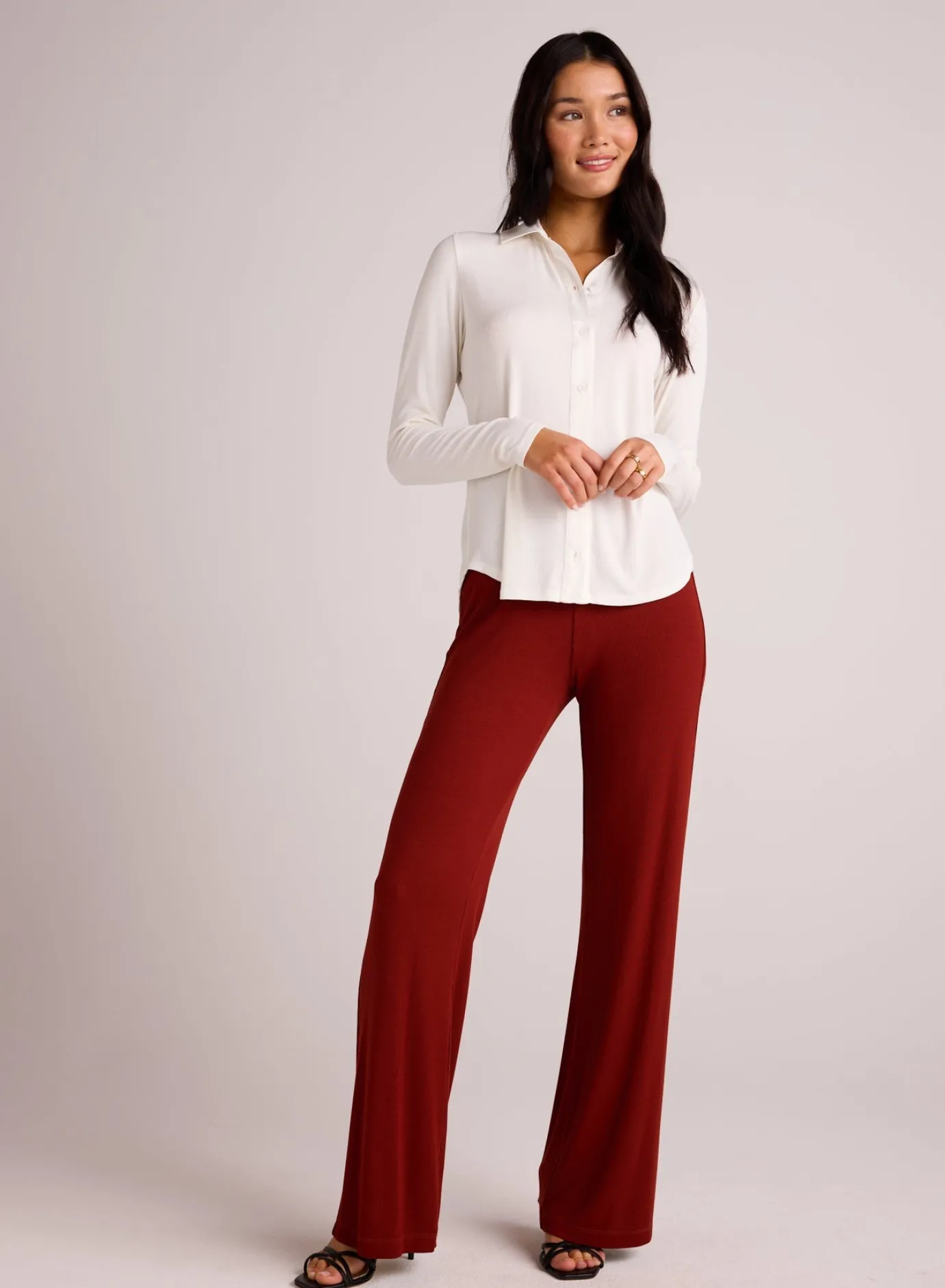 Bella Dahl Rib Wide Leg - Rustic Red- Pants