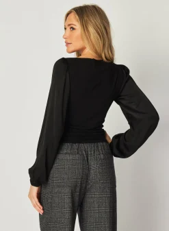 Bella Dahl Ruched Waist Flowy Sleeve Top - - Long Sleeve