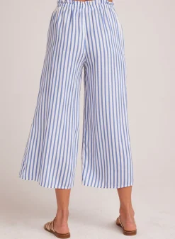 Bella Dahl Ruffle Waist Wide Leg Crop - Bahia Breeze Stripe- Pants