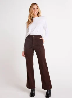 Bella Dahl Ryder Pintuck Wide Leg - Chocolate Plum- Pants