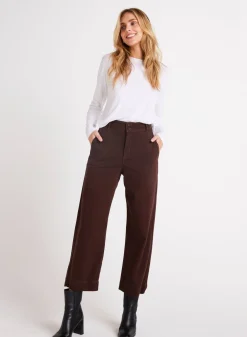 Bella Dahl Saige Wide Leg Crop - Chocolate Plum- Pants