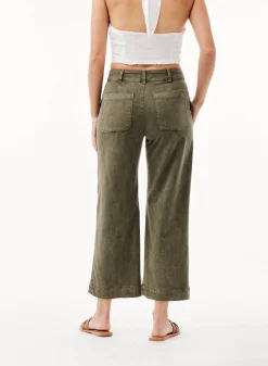 Bella Dahl Saige Wide Leg Crop - Washed Army- Pants