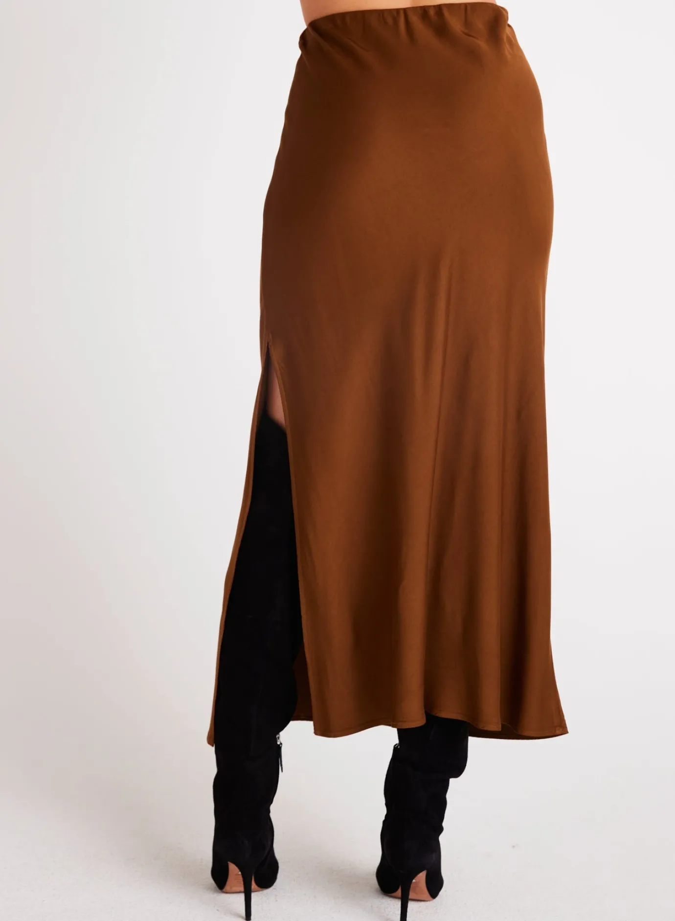 Bella Dahl Satin Side Slit Maxi Skirt - Twilight Gold- Skirts