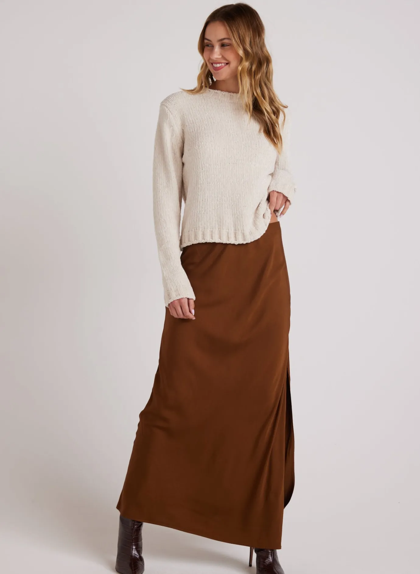 Bella Dahl Satin Side Slit Maxi Skirt - Twilight Gold- Skirts