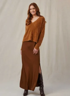 Bella Dahl Satin Side Slit Maxi Skirt - Twilight Gold- Seasonal Essentials
