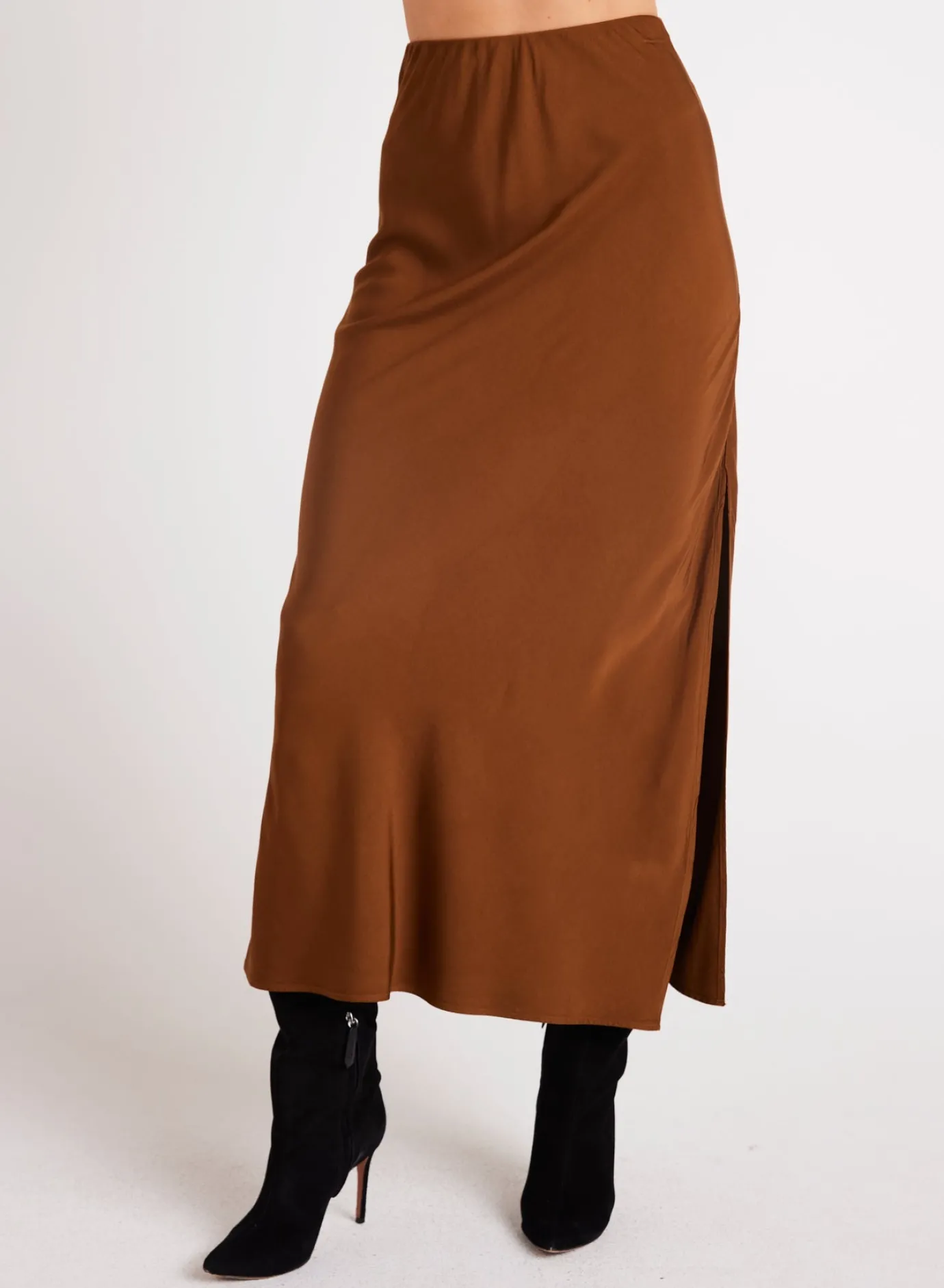 Bella Dahl Satin Side Slit Maxi Skirt - Twilight Gold- Seasonal Essentials