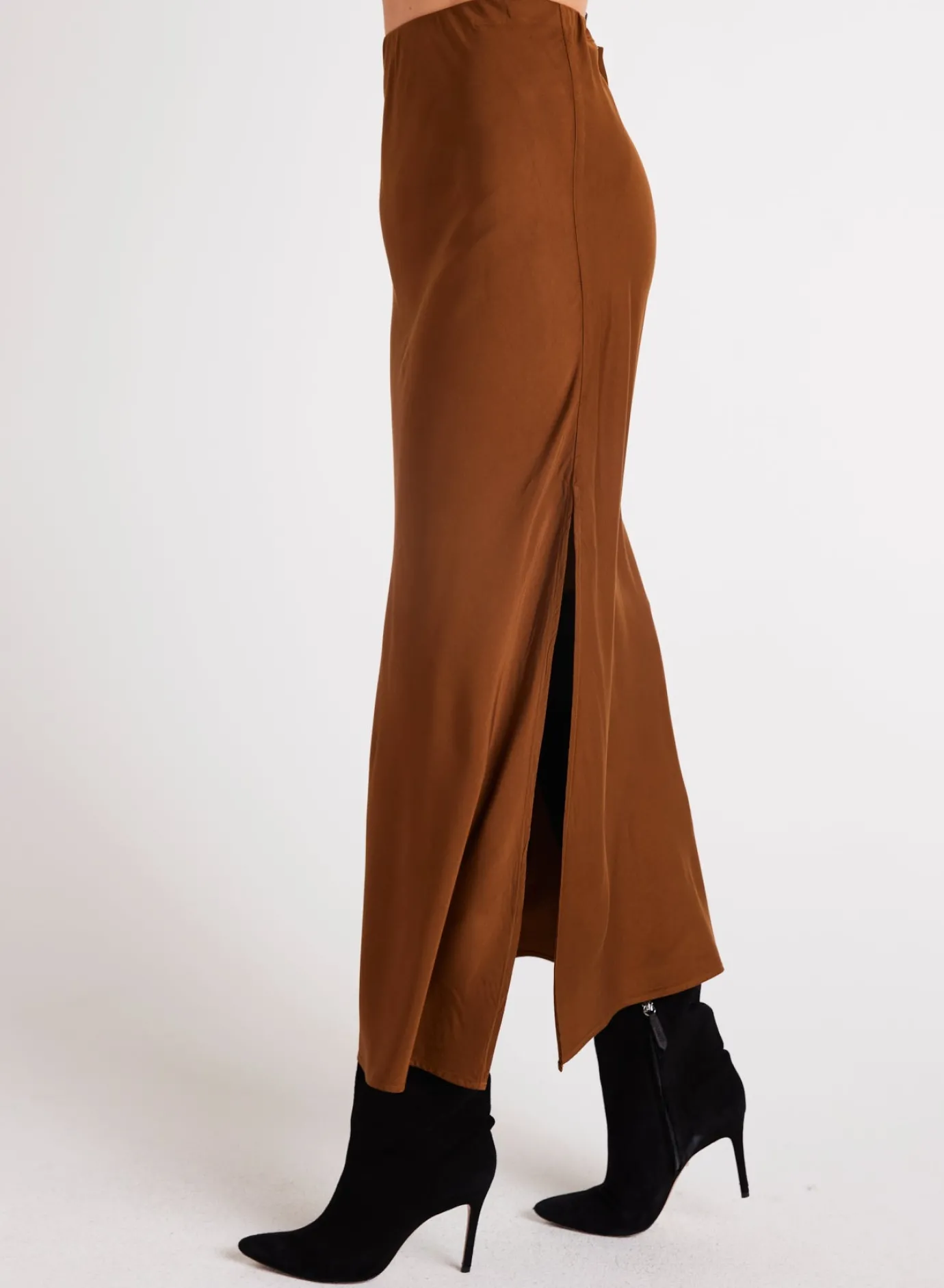 Bella Dahl Satin Side Slit Maxi Skirt - Twilight Gold- Seasonal Essentials