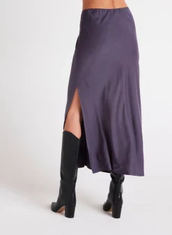 Bella Dahl Satin Side Slit Maxi Skirt - Galaxy Smoke- Seasonal Essentials