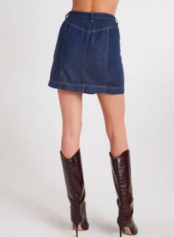 Bella Dahl Seamed Button Front Skirt - Dark Denim- Skirts