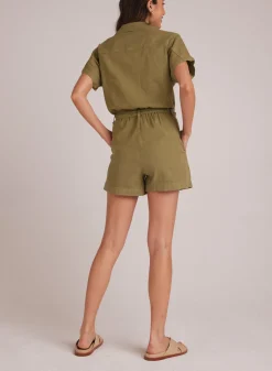 Bella Dahl Searose  Romper with Belt - Tropical Olive- Rompers & Jumpsuits