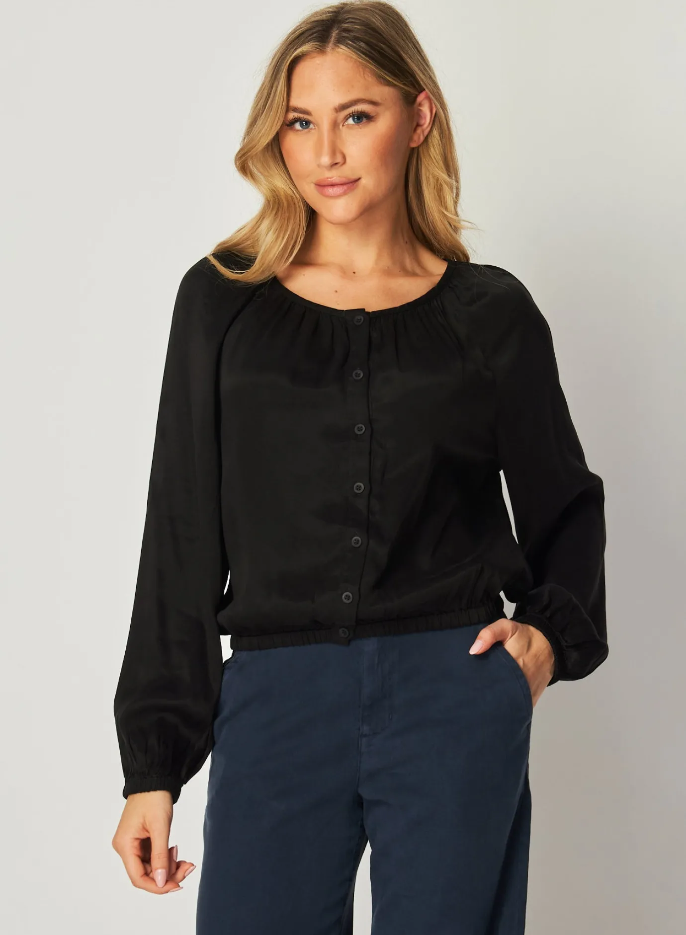 Bella Dahl Shirred Button Front Blouse - - Button Down