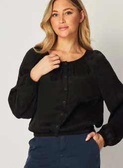 Bella Dahl Shirred Button Front Blouse - - Button Down