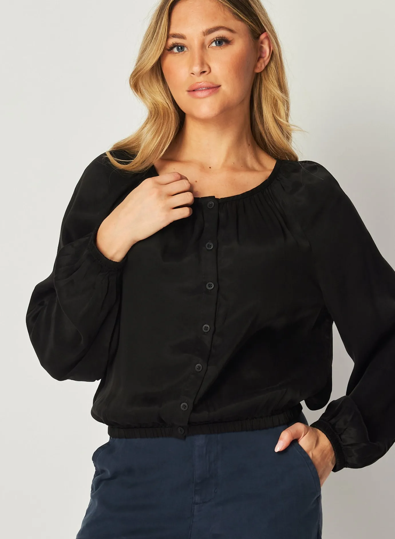 Bella Dahl Shirred Button Front Blouse - - Button Down