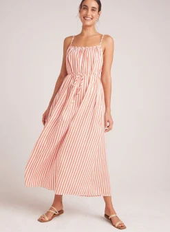 Bella Dahl Shirred Cami Maxi Dress - Sunset Blaze Stripe- Long Dresses