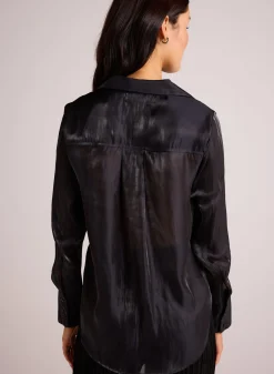 Bella Dahl Shirt Tail Button Down - Black Shimmer- Long Sleeve