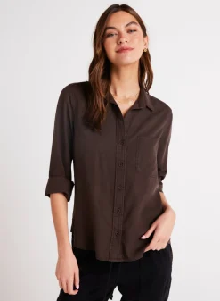 Bella Dahl Shirt Tail Button Down - Chestnut Brown- Seasonal Essentials